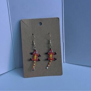 Colorful Beaded Lizard Earrings